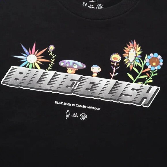 Uniqlo Billie Eilish Takashi Murakami Black Mens Graphic T-Shirt Tee Size Medium - Picture 12 of 12